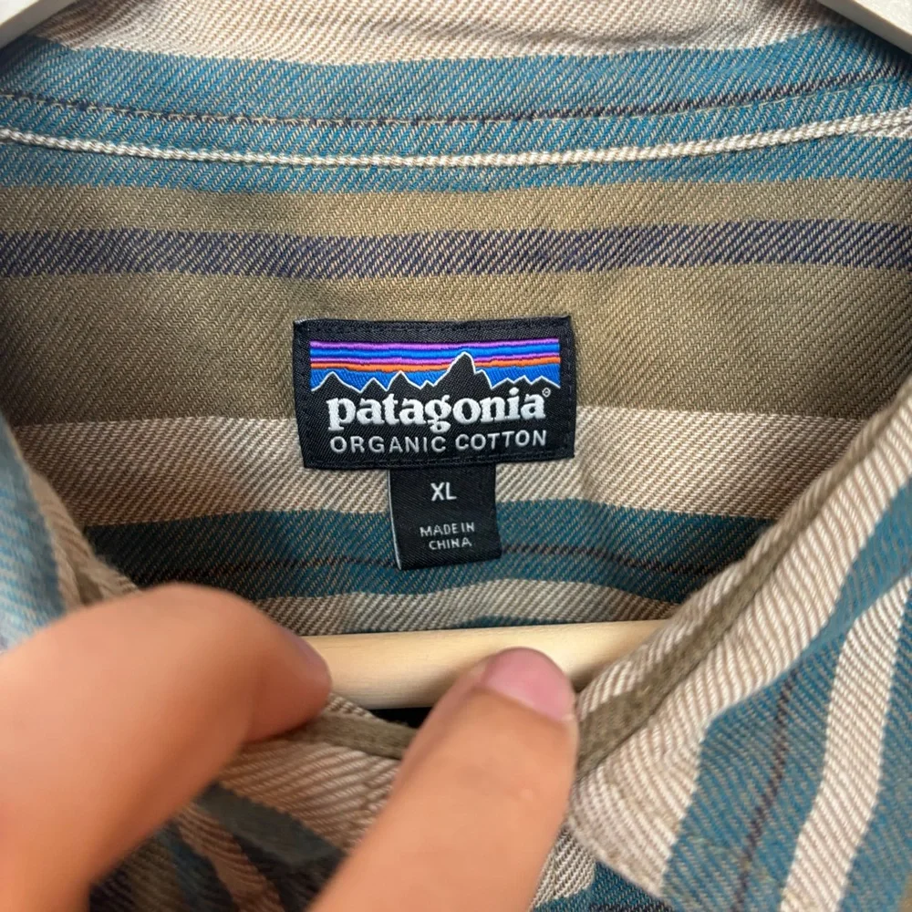 Patagonia Fjord Flannel Organic Cotton Striped Shirt - Brown and Gray